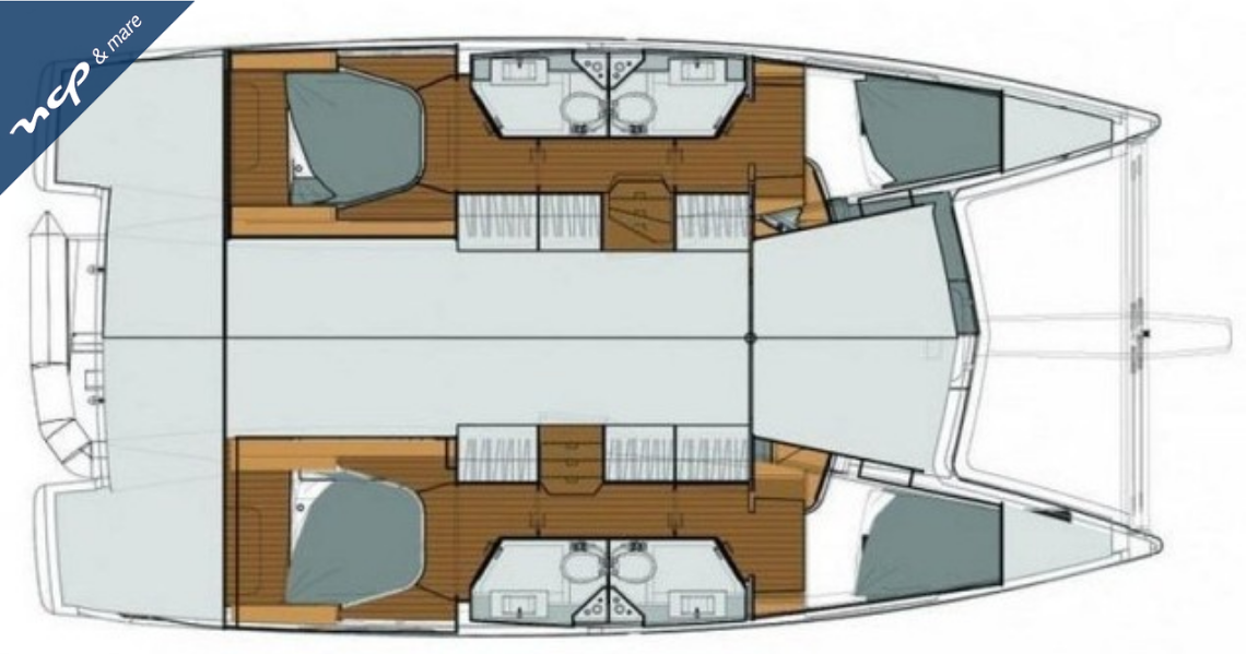 Multihull catamaran shape and layout